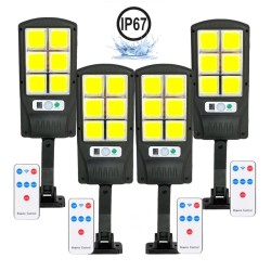 4 броя соларна LED лампа IP67 със сензор за движение и дистанционно 1200W BK-818-6 DRAGON