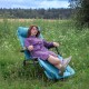 Сгъваемо синьо походно легло тип шезлонг